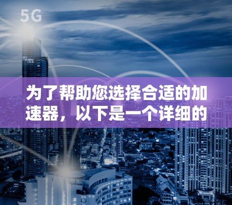 为了帮助您选择合适的加速器，以下是一个详细的指南