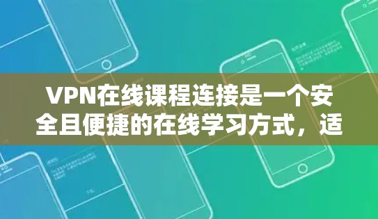 VPN在线课程连接是一个安全且便捷的在线学习方式，适合不同学习需求和预算的用户。以下是对VPN在线课程连接的详细步骤和注意事项