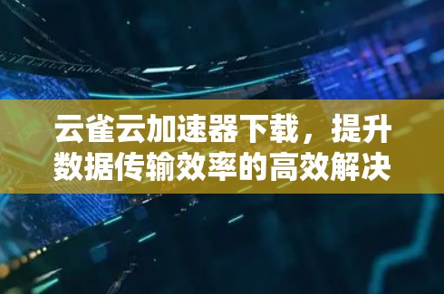 云雀云加速器下载，提升数据传输效率的高效解决方案